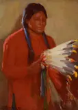 Joseph Henry Sharp, The War Bonnet, 1925, oil on canvas laid on board