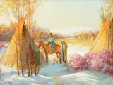 Joseph Henry Sharp, Winter Squaw Dance, Crow Reservation, Montana, oil on canvas