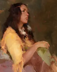 Indian Princess by Mian Situ, oil on canvas, sold Jul 2023