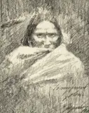 Howard Terpning, Red Blanket [or] Study for the Blanket Speaks