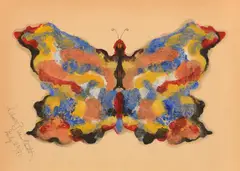 Butterfly by Albert Bierstadt, 1890, oil on paper, sold Jul 2022