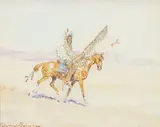 Edward Borein, Many Coups, watercolor on paper