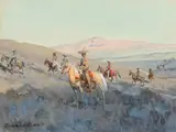 Edward Borein, Mexican Riders, watercolor on paper