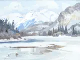 Belmore Browne, Winter Sunshine, Bow River, oil on canvas