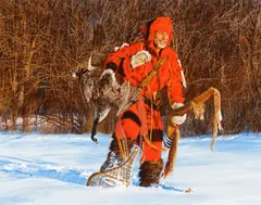 The Snow Hunter by Paul Calle, 1986, oil on board, sold Jul 2022