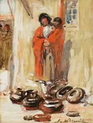 Gerald Cassidy, The Pottery Vendor, gouache and watercolor on paper