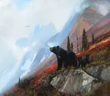 Michael Coleman, Black Bear Family, oil on board