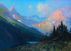 Joe De Yong, Sunset in Glacier National Park, 1922, oil on canvas