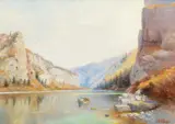 Ralph E. DeCamp, Gates of the Mountains, oil on canvas