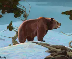 W. Herbert Dunton, Crest of the Ridge, Grizzly, oil on board