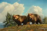 Nancy Glazier, Spring Break – Grizzlies, oil on canvas