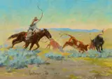Elling William Gollings, Roundup Time, 1911, oil on canvas laid on board