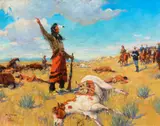 Frank B. Hoffman, Chief Joseph Surrenders, oil on canvas laid on board