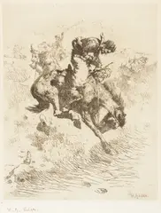 William Robinson Leigh, The Foul Rope, etching on paper