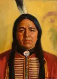 Kathryn W. Leighton, Standing Bear Jr., oil on canvas laid on board
