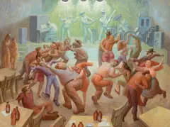 Eli Levin, Fight and Dance, 1992, tempera on board
