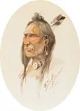 Chief Red Cloud by Edgar S. Paxson, 1905, watercolor on paper, sold Jul 2022
