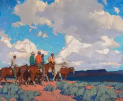 Land of the Navajo by Edgar Alwin Payne, oil on canvas, sold Jul 2022