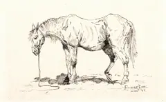 Old Faithful by Frederic Remington, 1888, pen and ink on paper, sold Jul 2022