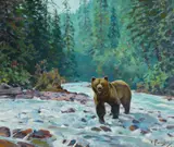 Carl Rungius, Bear in a Stream, oil on canvas