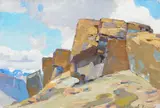 Carl Rungius, Poboktan Pass Country, oil on canvas laid on board