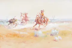 Charles Marion Russell, Mexican Vaqueros Roping a Steer, 1925, watercolor on paper