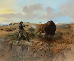 Charles Marion Russell, Shooting the Buffalo (ca. 1892), oil on canvas