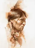 Howard Terpning, Young Warrior, 1989, mixed media on paper