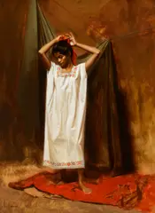 William Whitaker, The Curtain, oil on board
