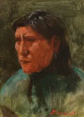 Untugono by Albert Bierstadt, oil on paper, sold Jul 2021