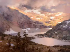 Mark Boedges, Hidden Lake, 2021, oil on canvas laid on board