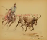 Edward Borein, The Roper, watercolor on paper