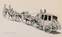 Edward Borein, Stagecoach Mud Wagon, watercolor on paper
