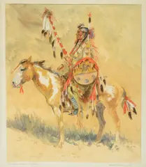 Edward Borein, A Sioux Indian, Montana, 1924, monotype