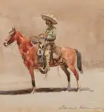 Edward Borein, Vaquero on Horseback, watercolor on paper