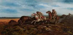 A. D. M. Cooper, Buffalo Hunt in Dakota, 1906, oil on canvas