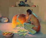 E. Irving Couse, By the Fire