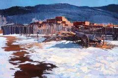 Robert Daughters, Taos Winter, oil on board