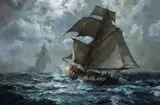 Montague Dawson, Night Suspect (A British Coast Guard Cutter in Pursuit, ca. 1830)