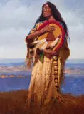 John Demott, His Shield, Her Memories, 1994, oil on canvas