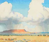 Maynard Dixon, Rain on the Mesa, 1945, watercolor on paper