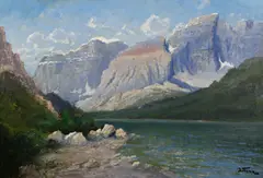 John Fery, Mount Cleveland from Grossley Lake, oil on canvas