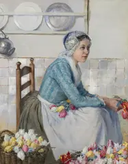 Conversation by George Hitchcock, oil on canvas, sold Jul 2021