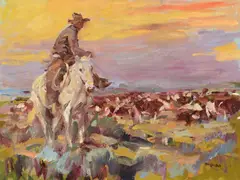 Day Watch by Frank B. Hoffman, oil on canvas laid on board, sold Jul 2021