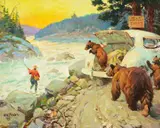 Frank B. Hoffman, Taking Over [or] Bear Country, oil on board