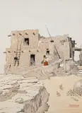 Alexandre Hogue, Old Adobe House, Hopi Indian Reservation, North Eastern Arizona, oil on board