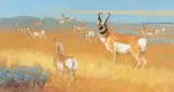 Where the Deer and the Antelope Play by Bob Kuhn, 1996, acrylic on board, sold Jul 2021