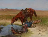Richard Lorenz, At the Waterhole, oil on canvas