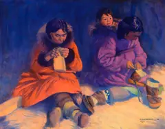 The Bootmakers by Fred Machetanz, 1972, oil on board, sold Jul 2021