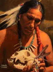 Medicine Man by David Mann, oil on canvas, sold Jul 2021